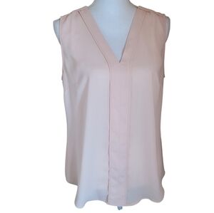 banana republic sleeveless v-neck blouse pale blush pink size M